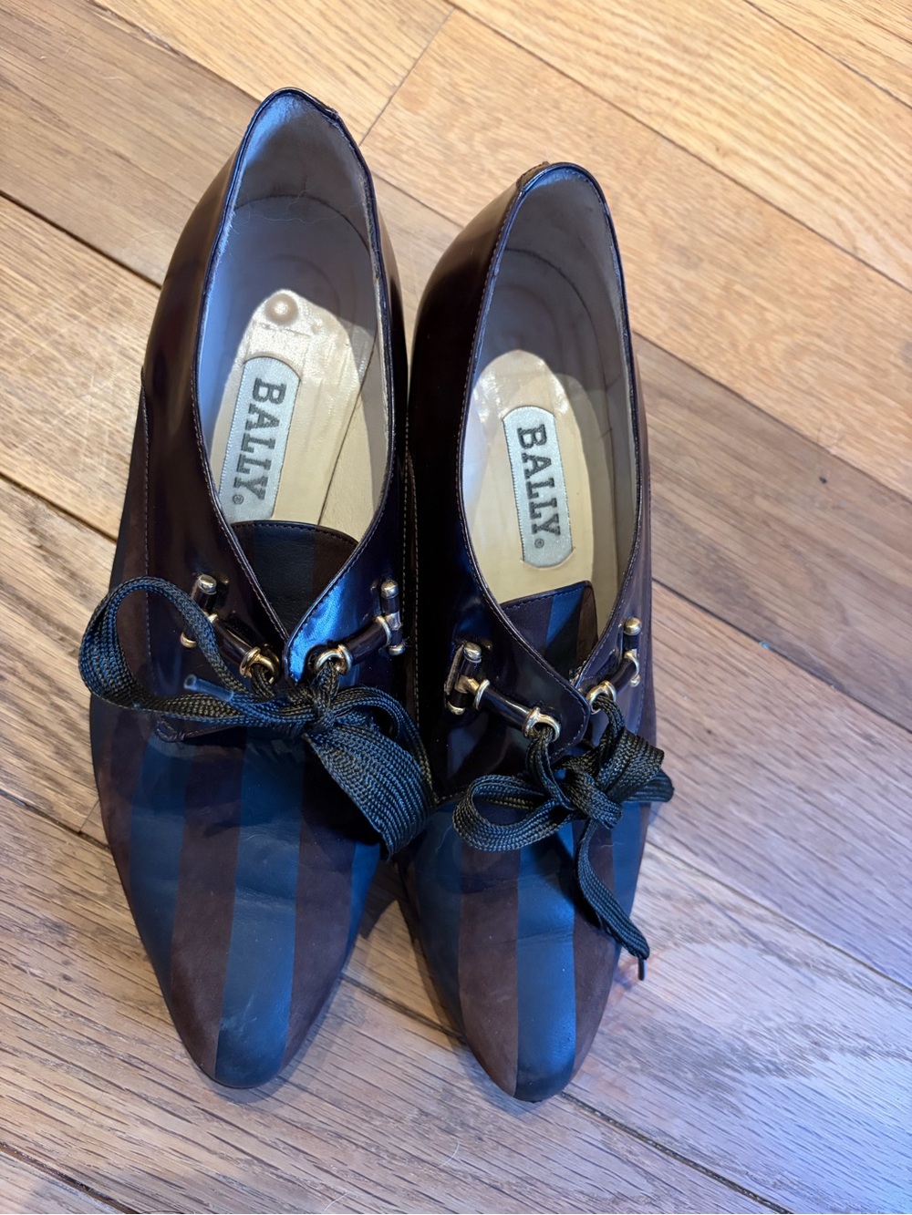 Bally Women's Brown Striped Lace-Up Pumps